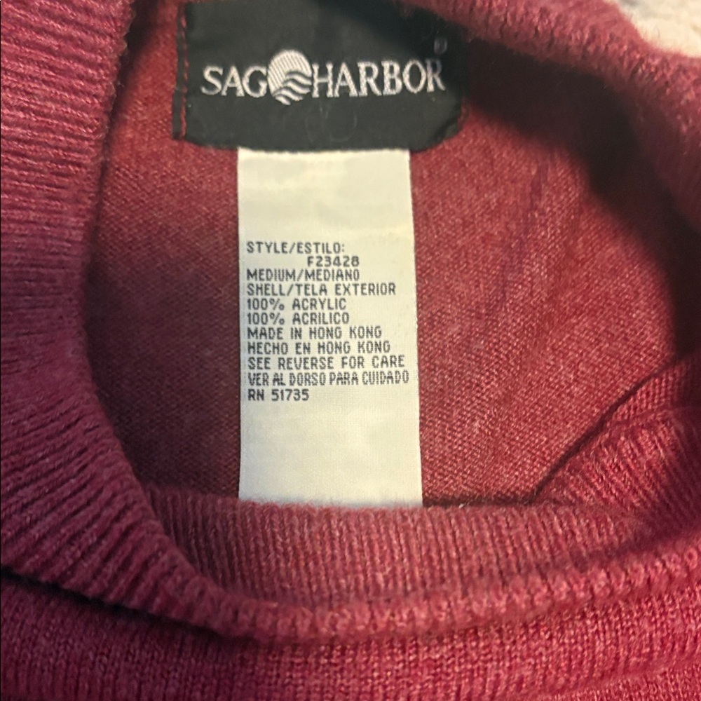 Sag Harbor Burgundy Sweater Size Medium - Picture 2 of 5